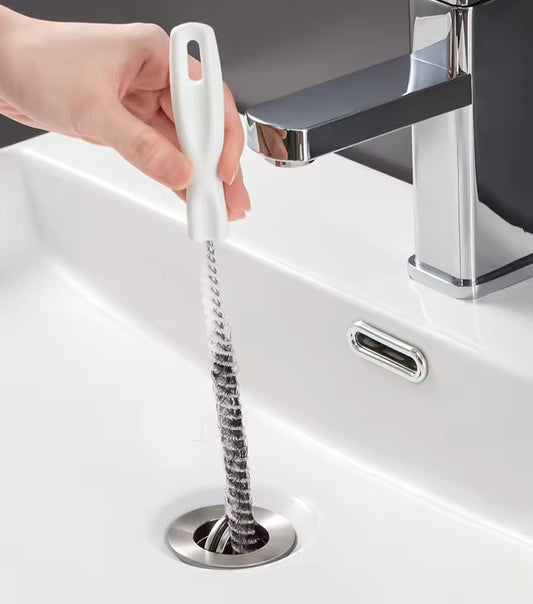 Escova para limpeza de canos, desentupidor de ralos de banheiro, removedor de cabelo de esgoto